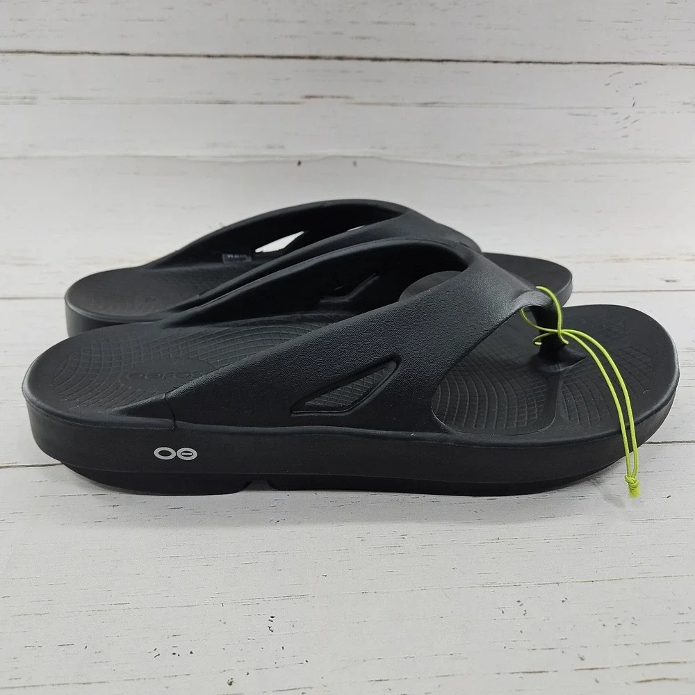 OOFOS Ooriginal Mens 14 Black Recovery Sandals Thong Flip Flops Slip On